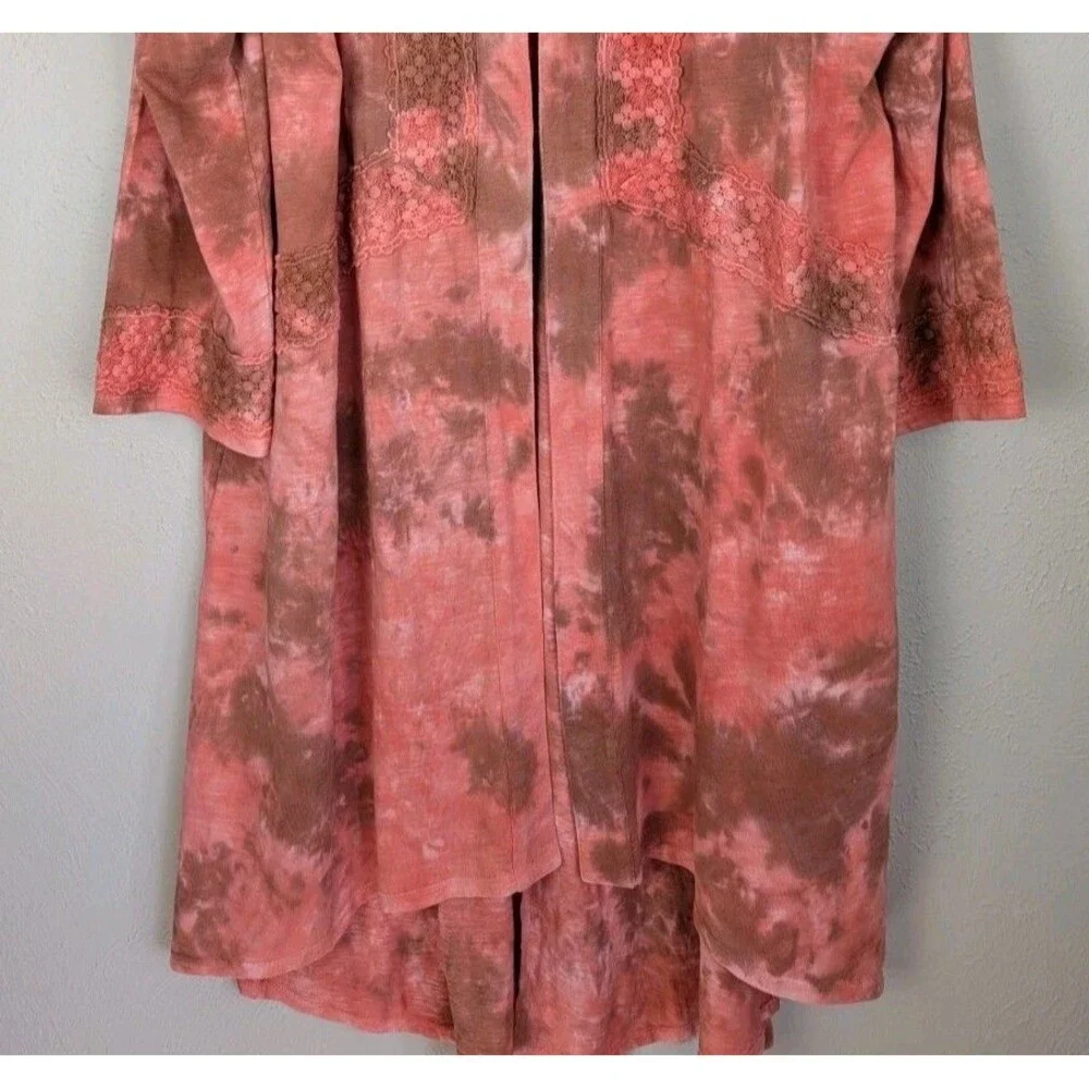 LOGO by Lori Goldstein Tie Dye Lace Duster Cardigan Kimono Size 2X